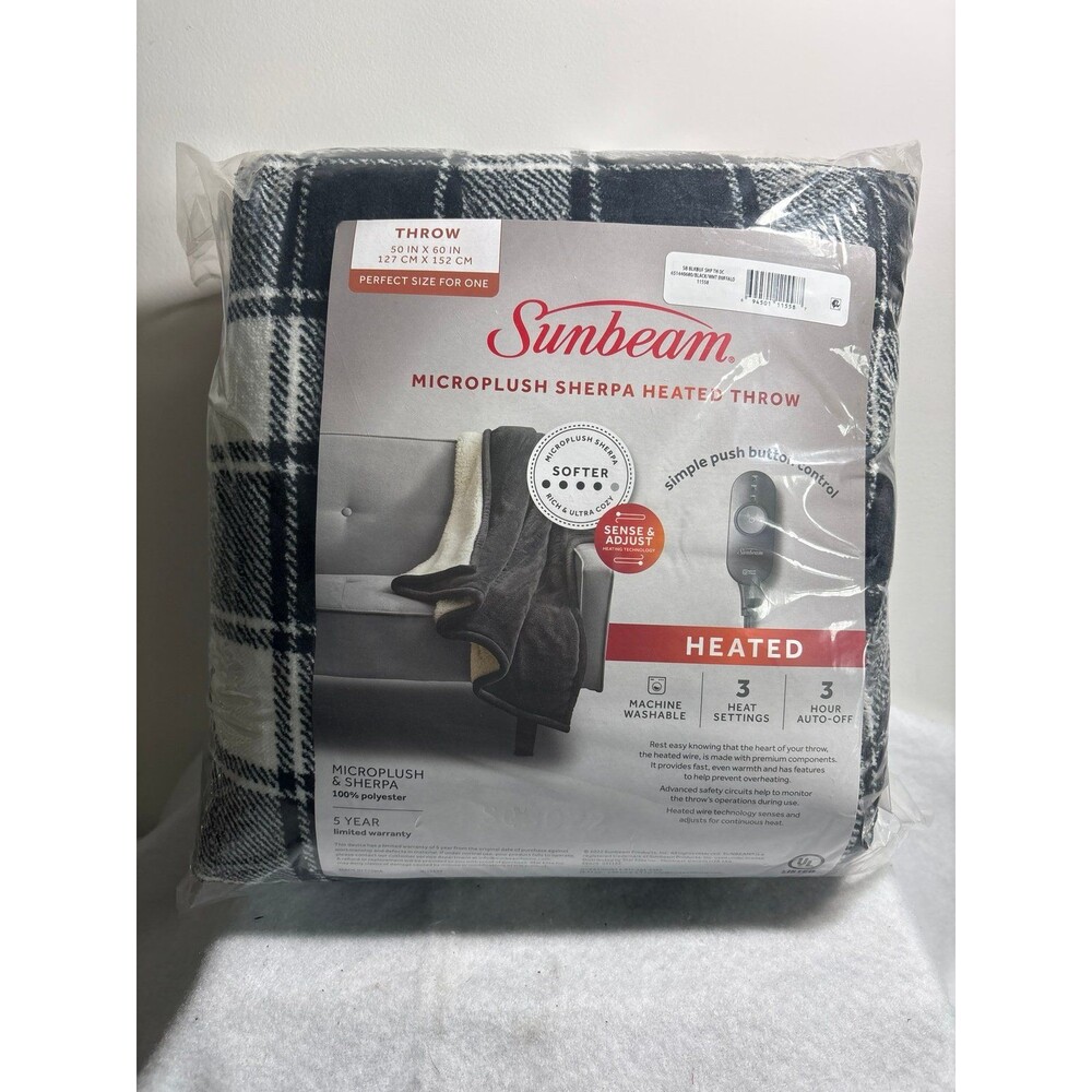 Sun beam, micro flush Sherpa heated throw